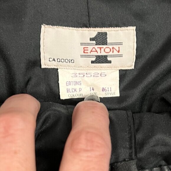 Vintage Eaton 1 Genuine Suede Pants Pleated Front Sz 10 14 Black - Picture 6 of 9